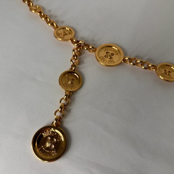 AW23 Moschino Couture Jeremy Scott Gold Dress Belt Multiple Logo Branded Button main image 8